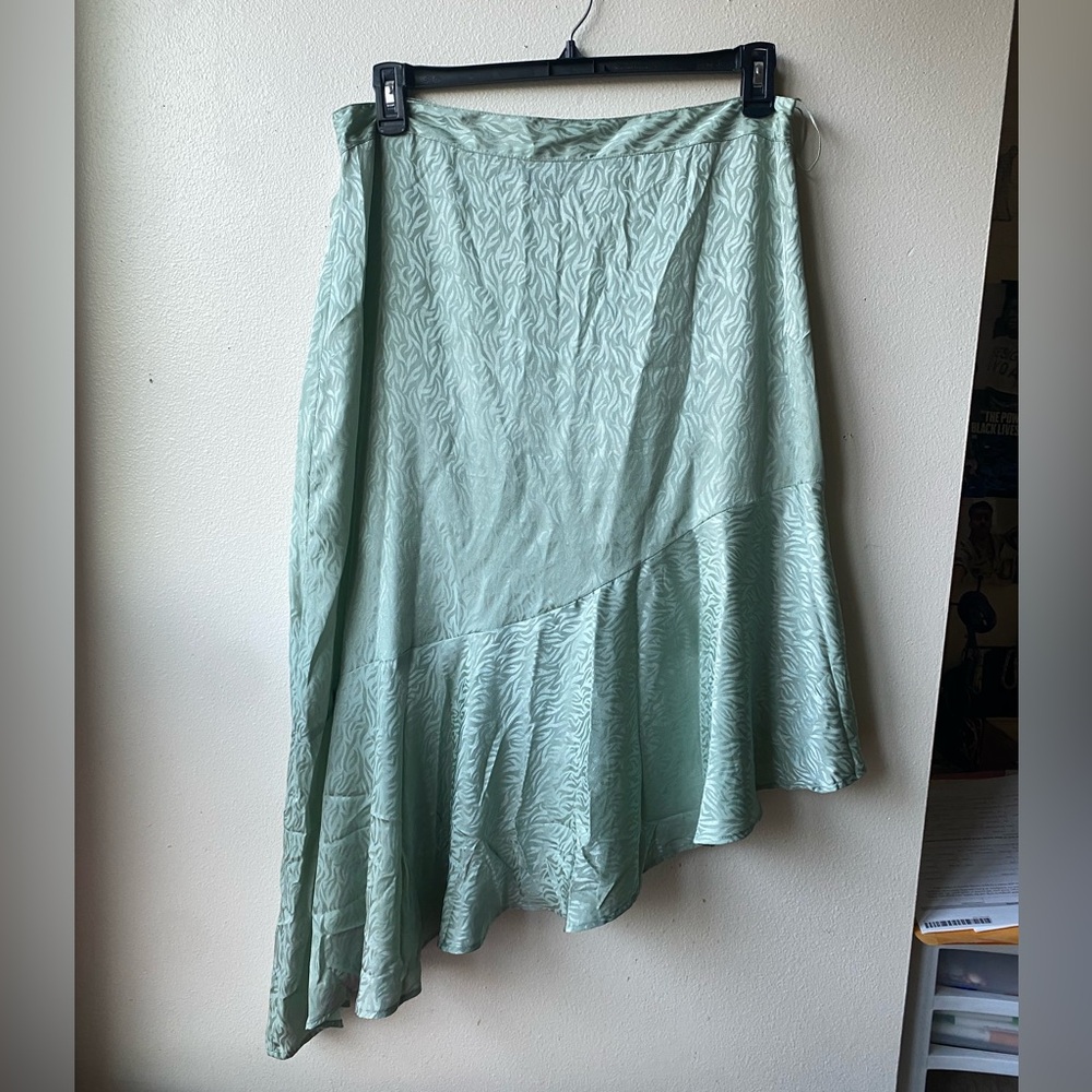 QED London Asymmetrical Mint Green Skirt